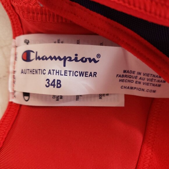 Champion Sports Bra Size 34B Red Blue Racerback Full Support High/Medium Impact - Picture 6 of 7
